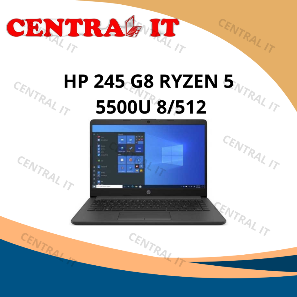 HP 245 G8 Ryzen 5 5500U 8GB RAM 512GB SSD Laptop Bisnis Tipis Ringan 14 Inci HD LED AMD Radeon Windo