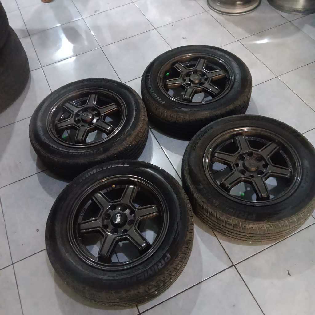 Velg Mobil Seken HSR Minas Ring 14 Baut 4x114/100 + BAN 175 65 R14 Cocok BRIO CALYA SIGRA DLL
