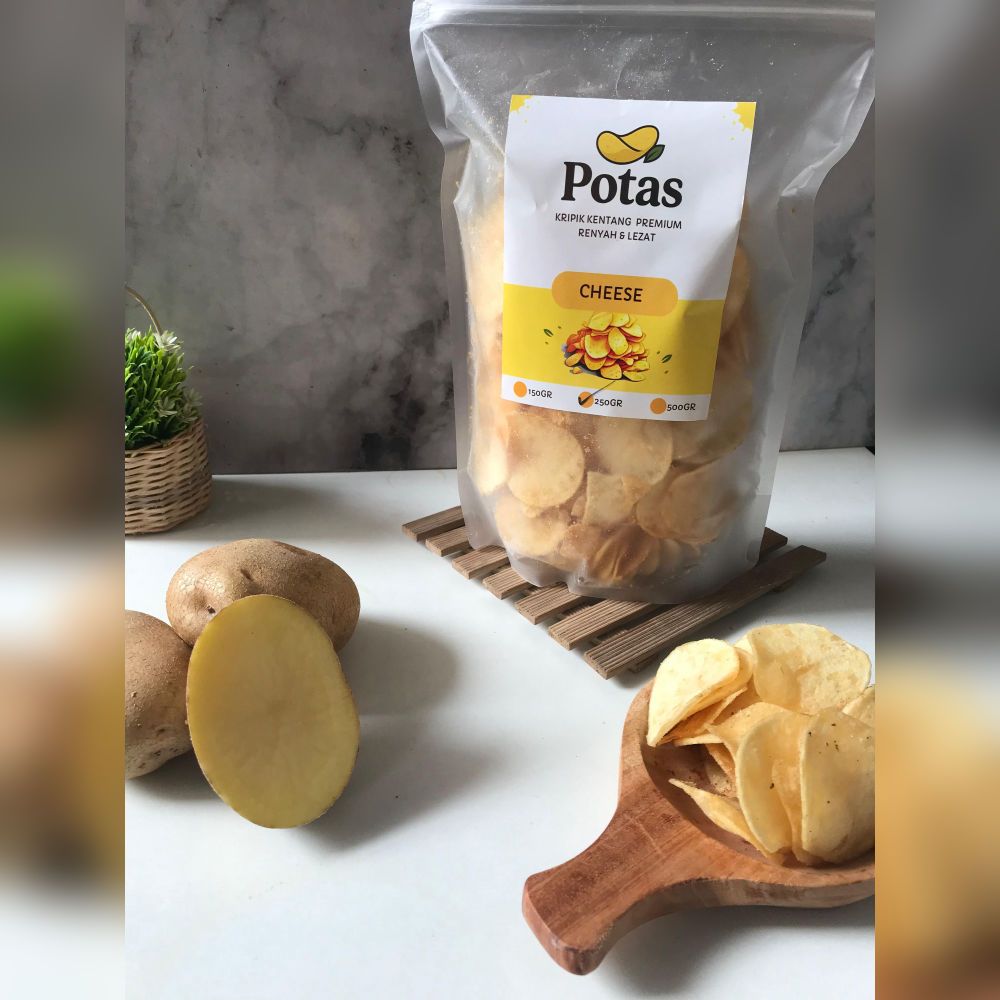 Keripik Kentang Rasa Cheese POTAS 250g Potato Chips Crispy Gurih