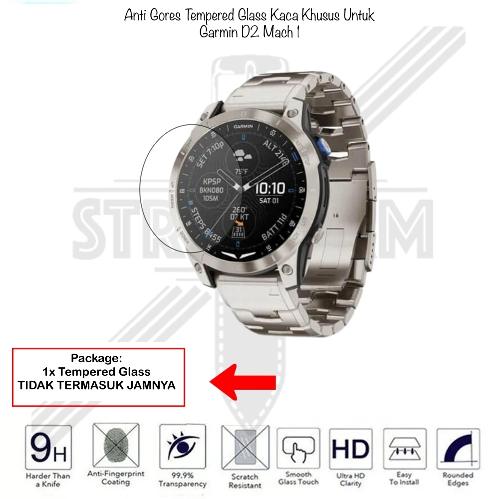 Tempered Glass Garmin D2 Mach 1 - Anti Gores Kaca Pelindung Layar Screen Guard
