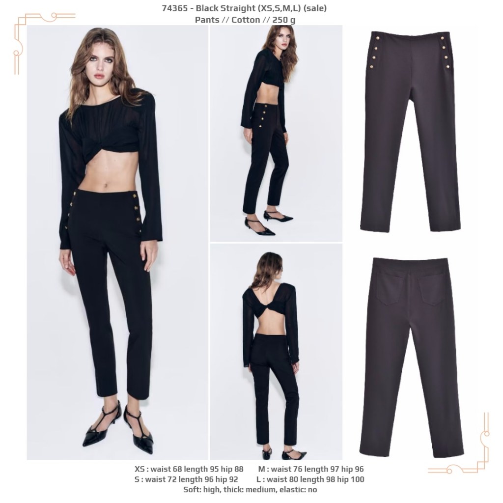 LTN65 - Black Straight (XS,S,M,L) (sale) - Pants