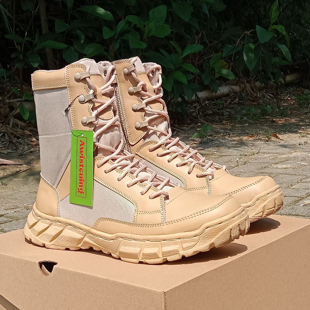 awisteung sepatu PDL boots ASN SATPOL-PP TAGANA krem kulit