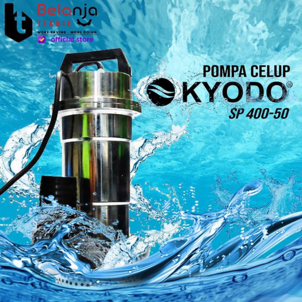 Kyodo Mesin Pompa Air Celup SP 400-50 2 Inch 400W 250L/min 7M Daya Motor 1 Fase Kapasitas Besar Pomp
