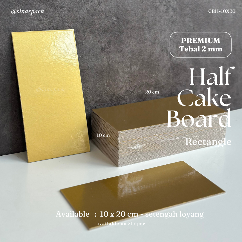 Tatakan Kue 10x20 cm GOLD PREMIUM - CAKE BOARD GOLD / ALAS KUE GOLD 10X20