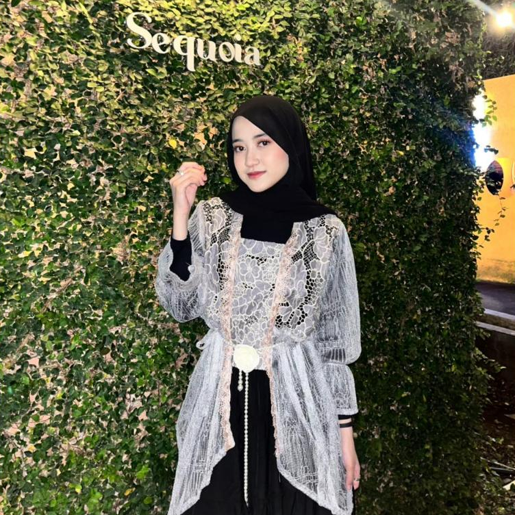 Delova Wardrobe - KEBAYA ARUMI KUTUBARU Modern Casual Brukat Premium Outfit Atasan Wanita Outer Rend