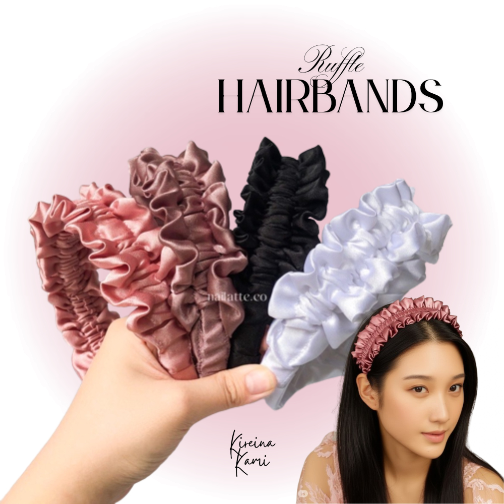Bando satin ruffle nagita slavina dewasa korea wanita kekinian scrunchie bandana bendo bondu terbaru