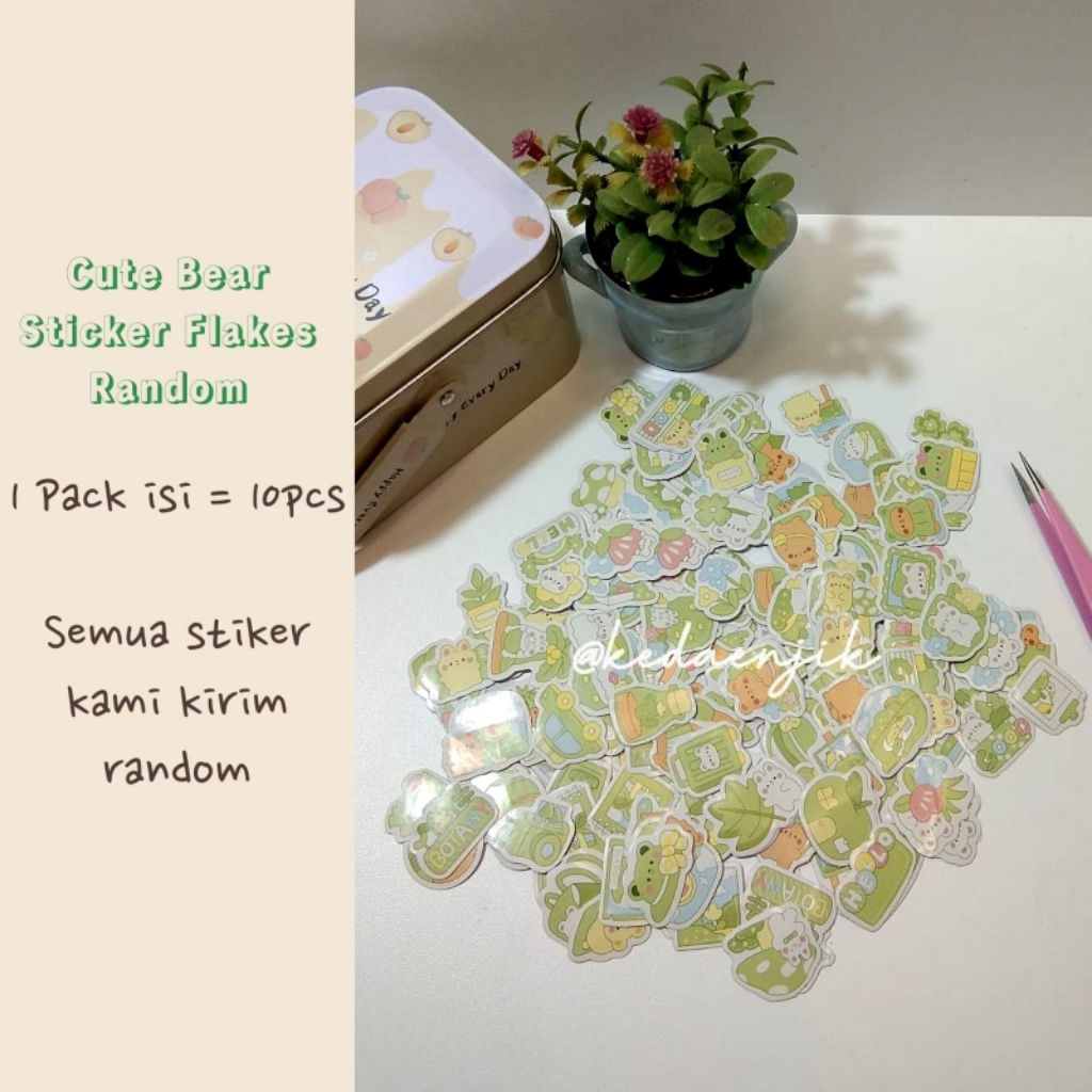Stiker Flakes Cute Bear Random 10 pcs Lucu Sticker Cute