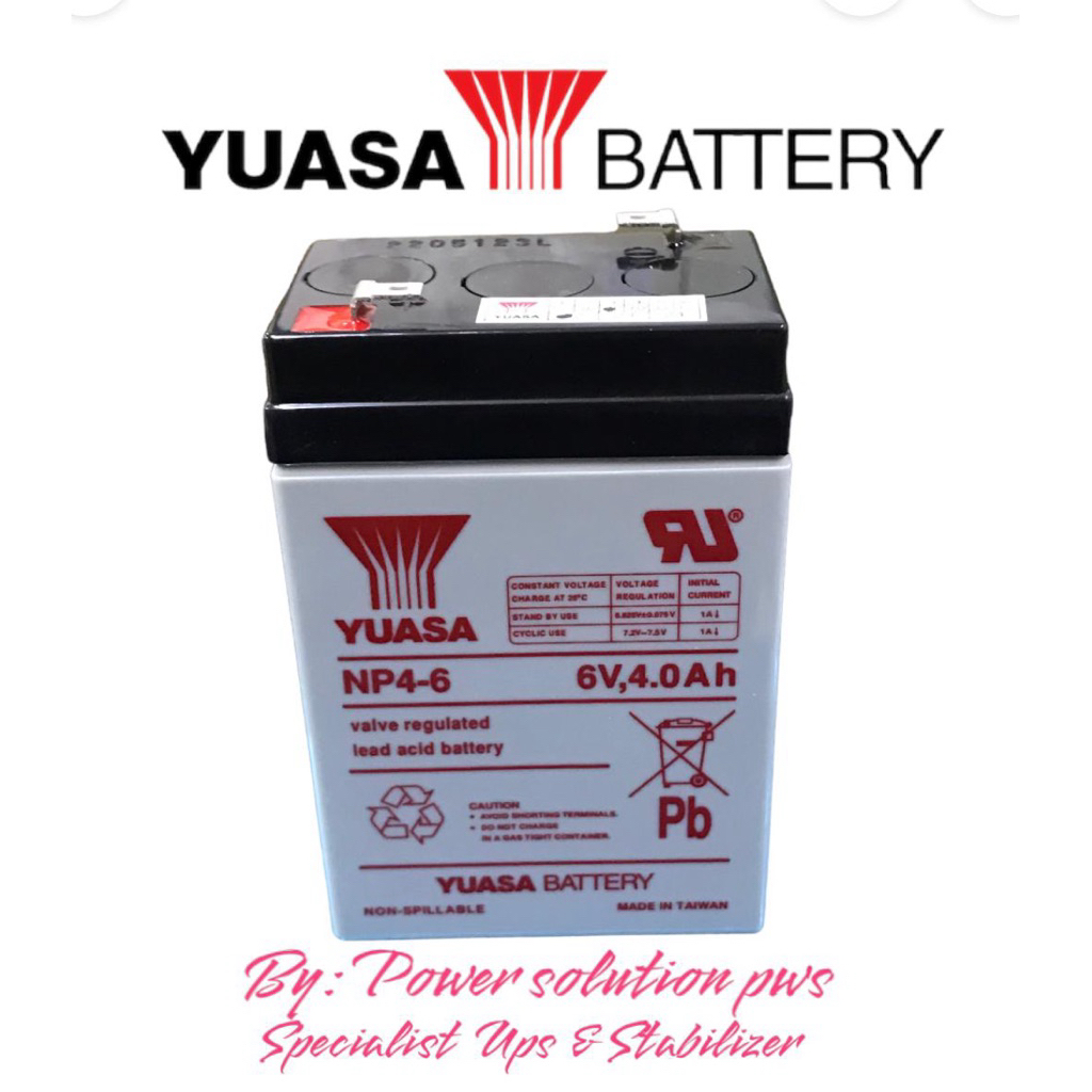 Aki Baterai Kering Yuasa NP4-6 NP 4-6 6V 4Ah kompatibel utk baterai bawaan 6v 4,5Ah 4.5Ah original Y