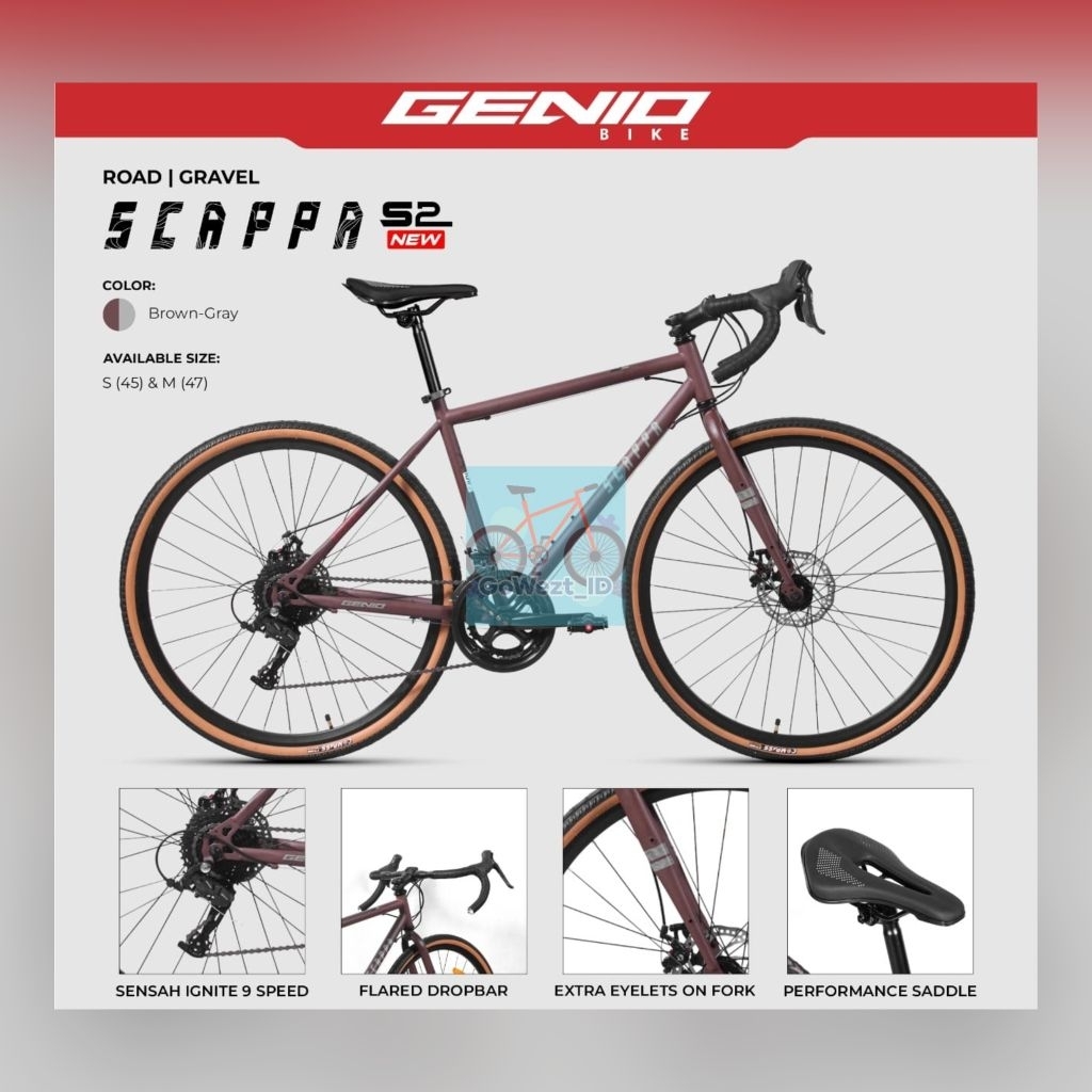 Sepeda Gravel Roadbike Ukuran 700C Genio Scappa S2 Mechanical Disc Brake | High Quality