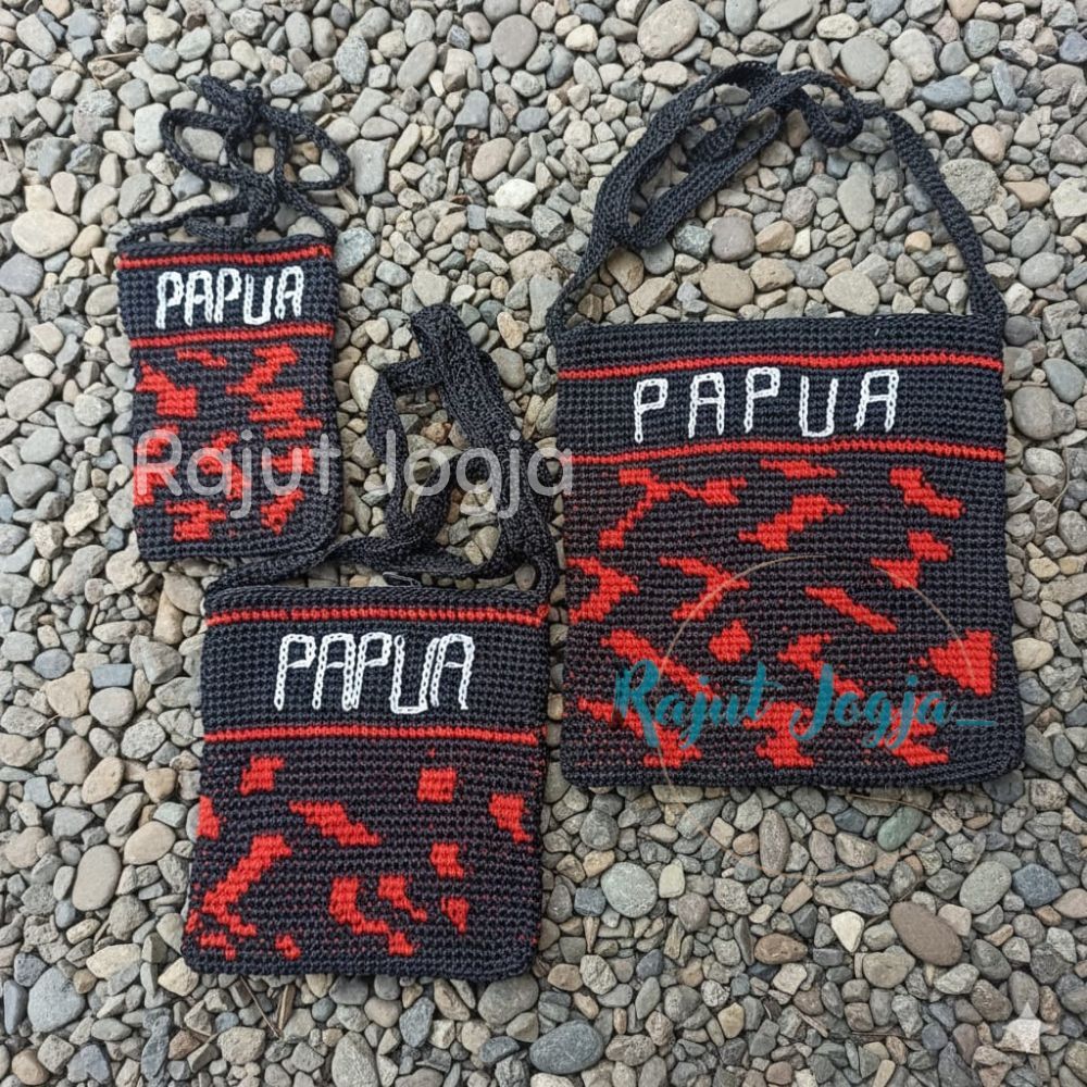 Tas Papua , tas rajut , noken Papua, Tas selempang, Tas selempang papua, Tas untuk oleh oleh, Tas un