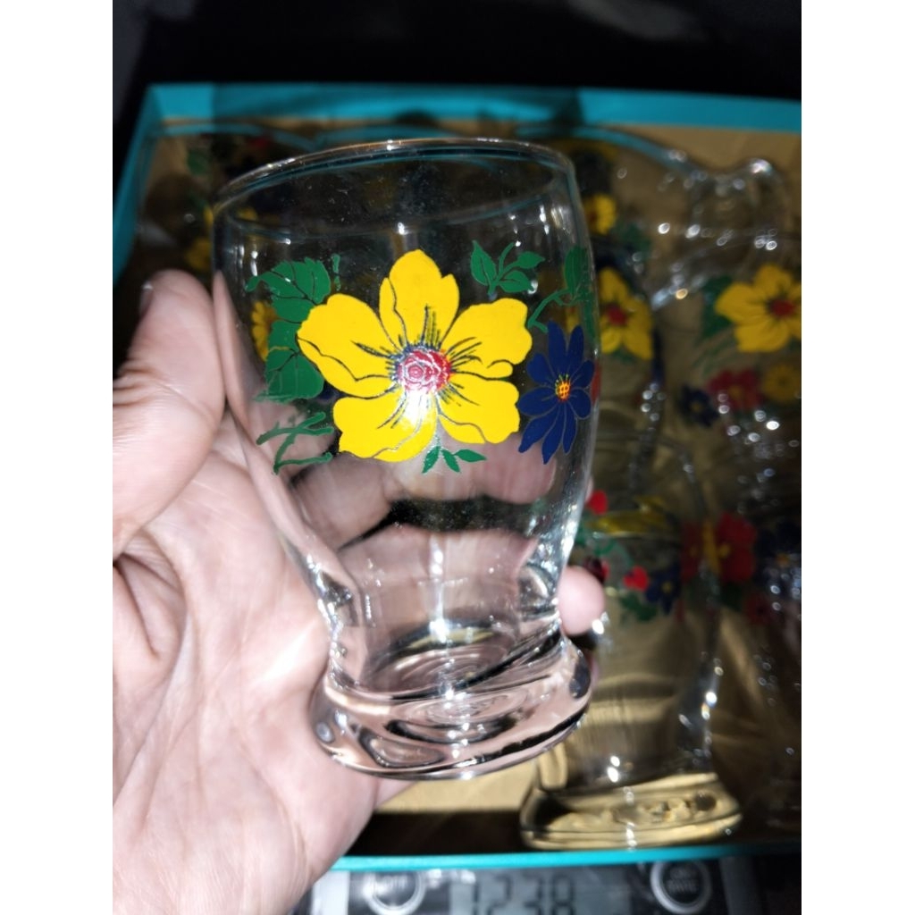 Gelas kaca kembang jadul/ gelas juice kaca/Gelas kaca KIG