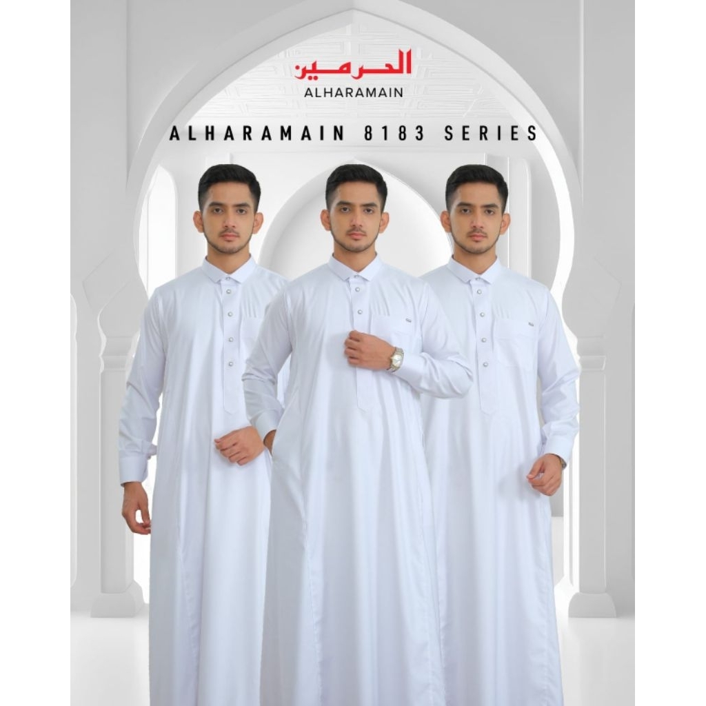GAMIS THOBE ALHARAMAIN KERAH KEMEJA PENDEK SEMI WOL MANSET | AL HARAMAIN JUBAH