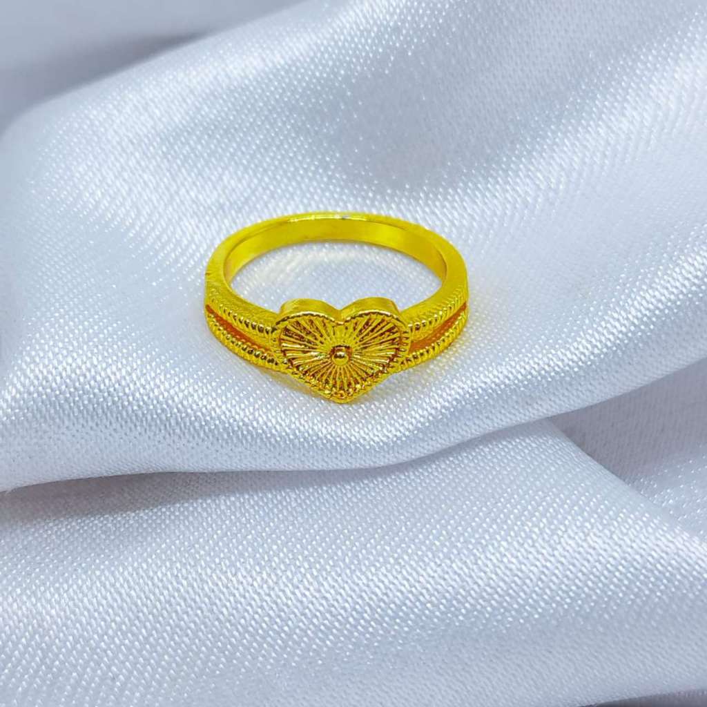 COD Perhiasan Cincin Polos Desain Mirip Emas Asli Warna Lapis Emas 24K Rings Fashion Simple Anti Kar
