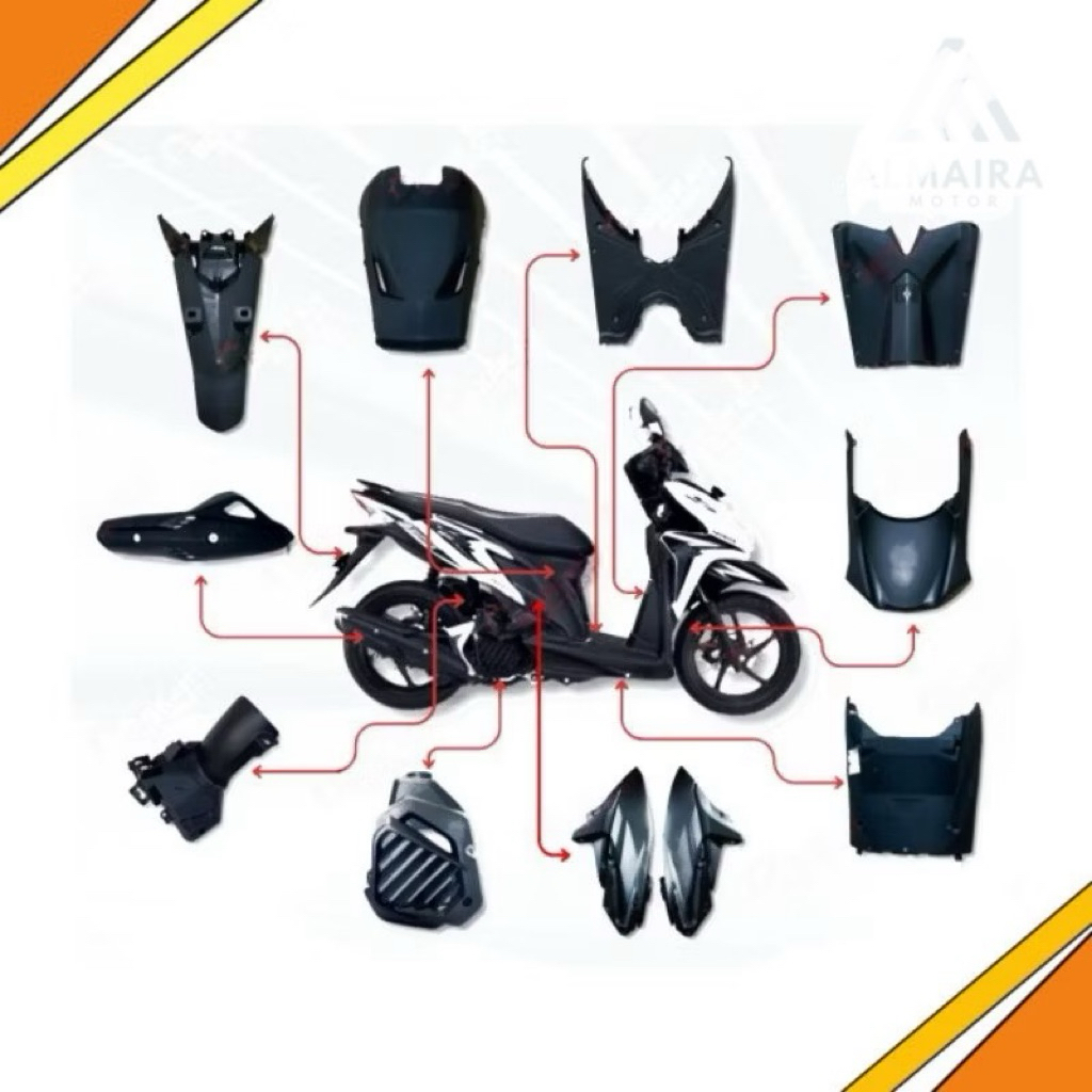 Body Bodi Kasar Dek Dasbor Spakbor Legsil Vario 125 Old Bohlam KZR 2012-2014