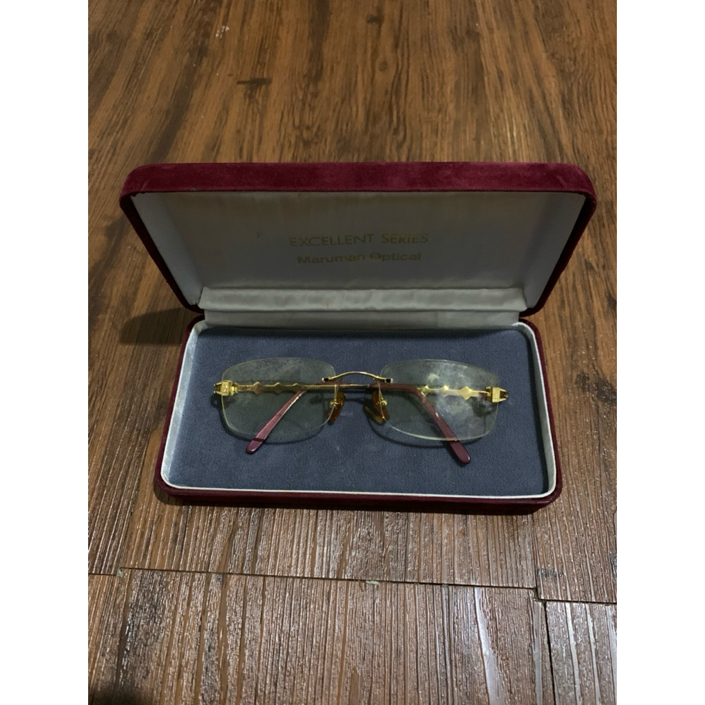 Kacamata Cartier frameless plated gold 18kt authentic