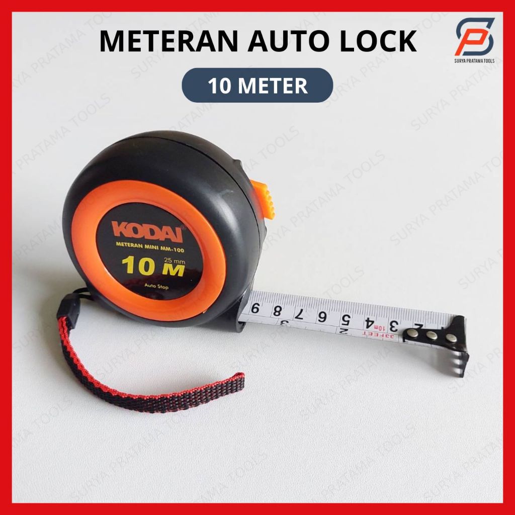 Meteran Auto Stop 10 Meter / Meteran Tukang 10m Auto Lock 10 Meter