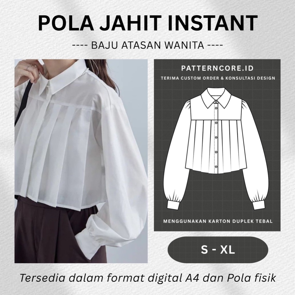 Pola Jahit Instant - Baju Wanita Kemeja