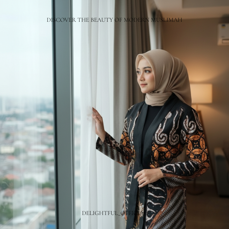 Baju Batik Wanita Modern Elegan Atasan Batik Terbaru -  Blouse Batik Wanita Casual - Laruna Hitam Wa