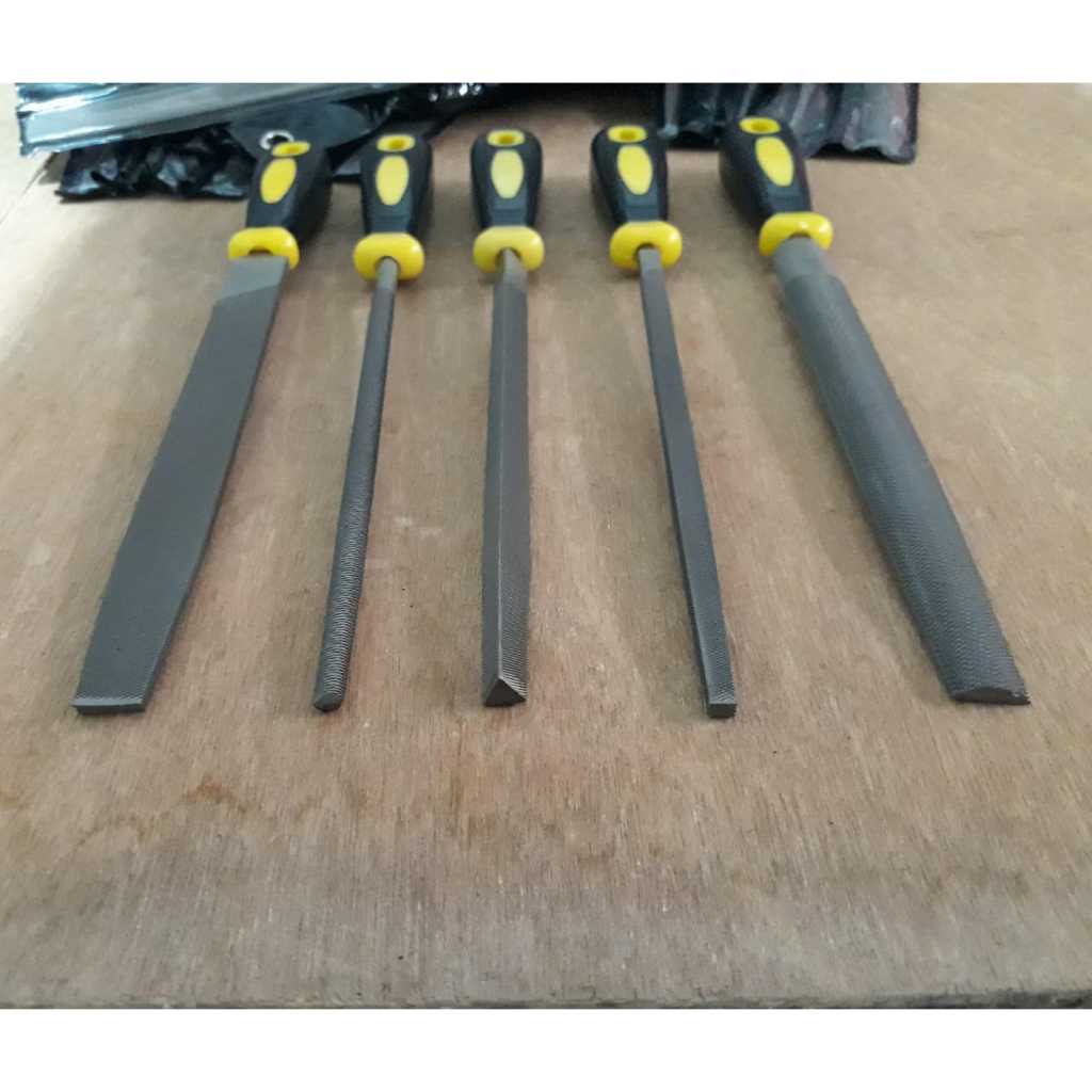 Kikir gergaji 30cm Alat Kikir baja Handle Karet Heavy duty SET 5pcs pengikir besi