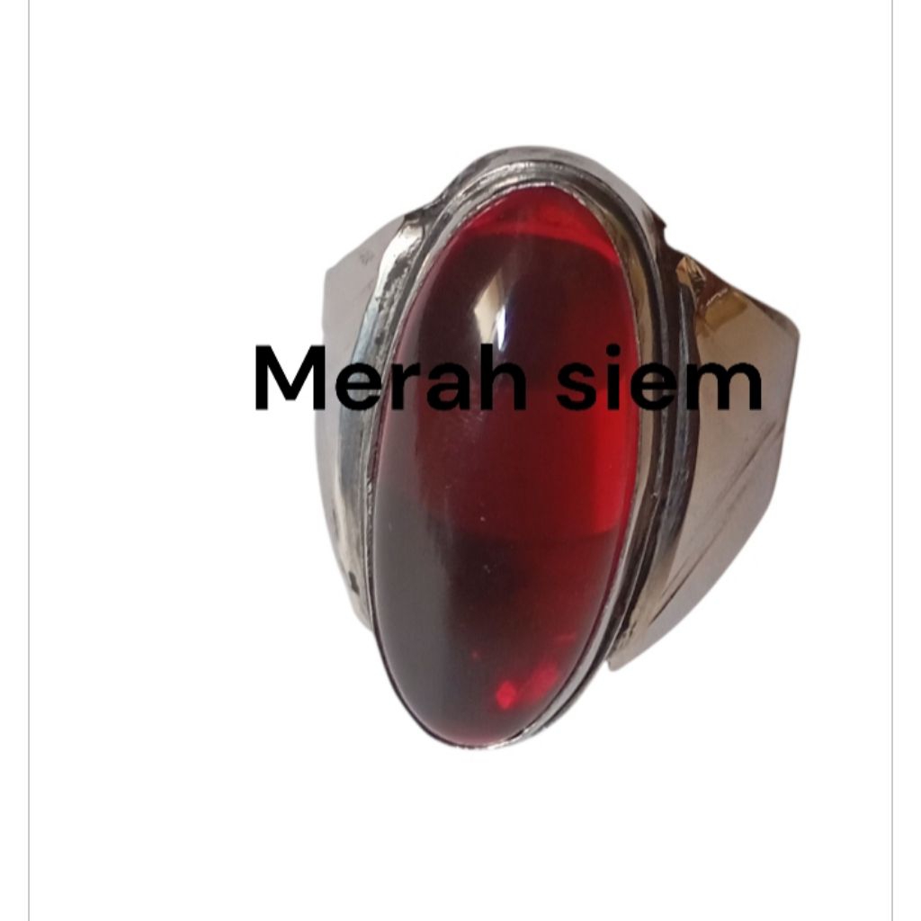 cincin batu akik pandan merah siam ring alpaka