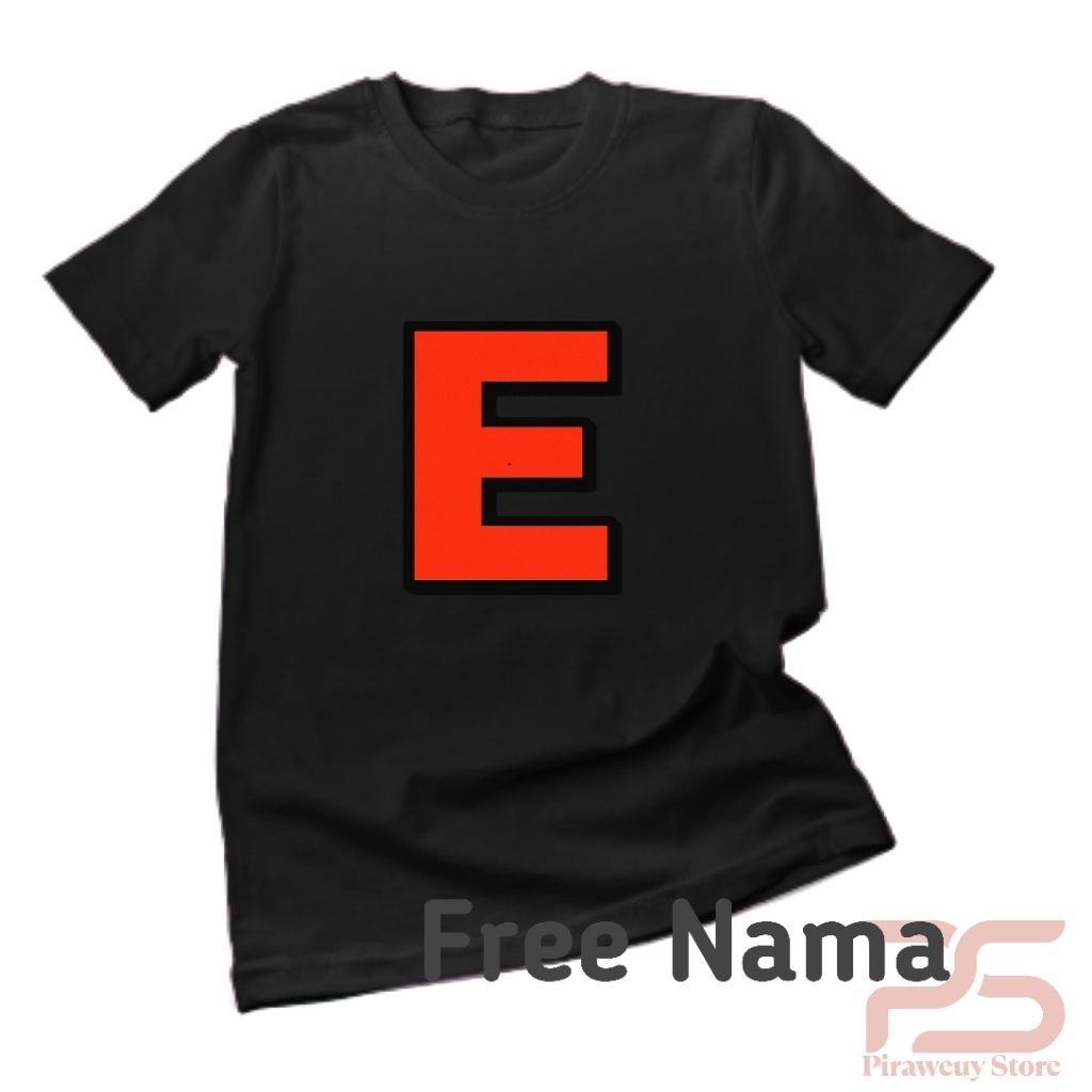 [Free Nama] kaos anak inisial E l kaos anak cotton l baju anak unisex l kaos anak lucu l kaos anak t