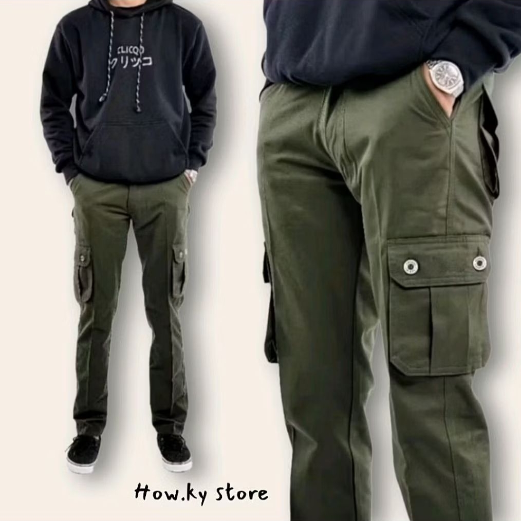 Celana Cargo Panjang Pria Katun American Drill