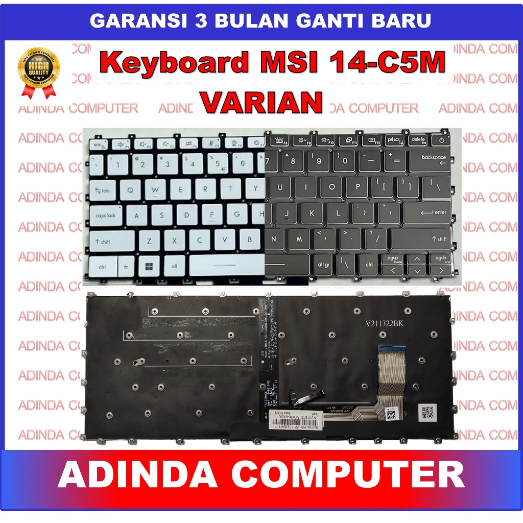 Keyboard MSI Modern 14 C5M C12M C12MO C13M C5M C7M 14-C11M 14-C12M 14-C13M White Black Backlight Bac