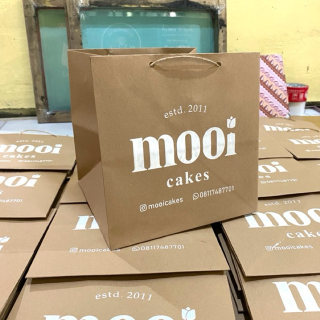 500pcs Paperbag ukuran 20x20x20 sablon / paper bag kotak nasi coklat / tas kertas