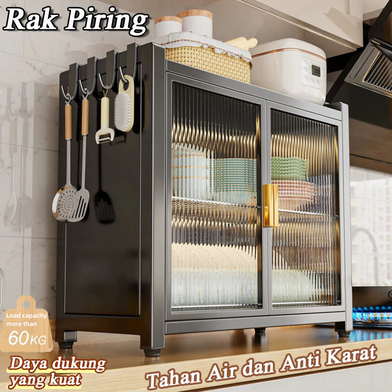 Rak Piring/Dish Rack Baja Tahan Karat - Rak Cuci Piring Tertutup yang Mudah Dibersihkan & Tahan Lama