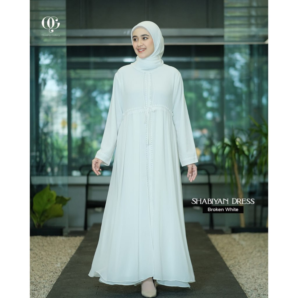Dress Ceruty Polos Mix Brokat Tile Dress Abaya Black and Broken White Shabiyan Dress Queina Queina