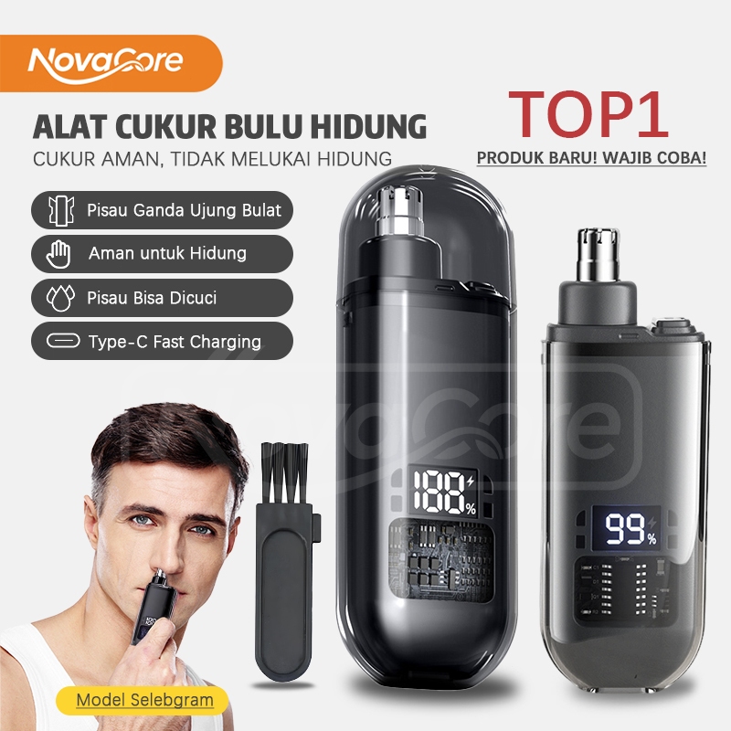 Pemangkas Bulu Hidung Elektrik Pria Wanita Pisau Ganda 360° Anti Sakit USB Rechargeable Type-C 8000 
