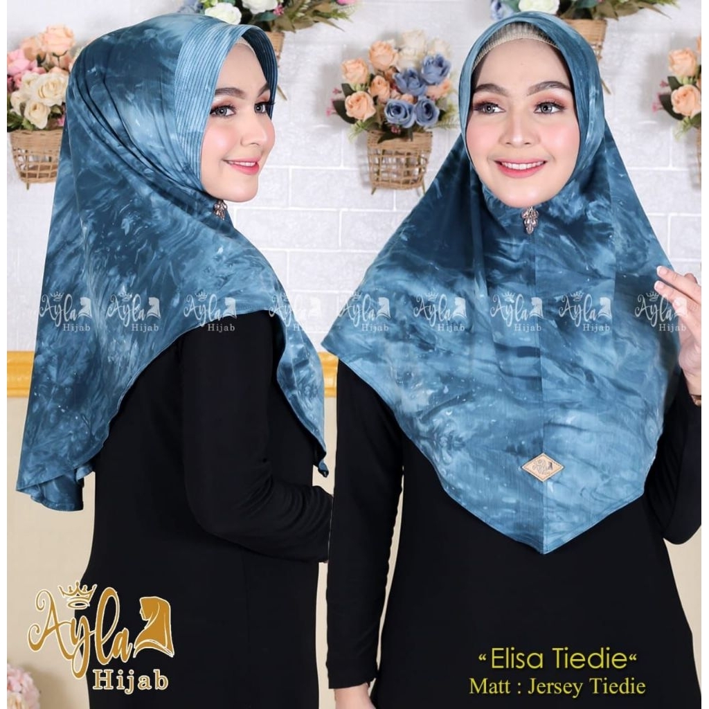 ✨ HIJAB AYLA ELISA TIEDIE // HIJAB INSTAN MOTIF // HIJAB BERGO // HIJAB GROSIR ✨