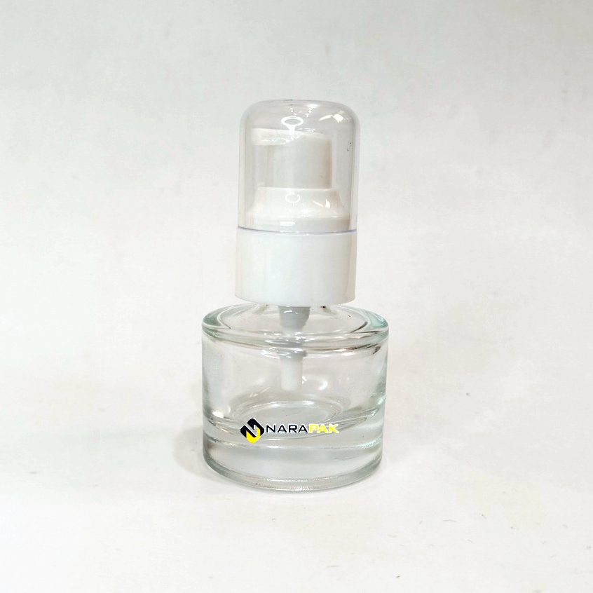 Botol Kaca 20ml Bulat Gemuk Kaca TEBAL Botol Pipet Serum Lotion Pump Putih Besar Botol Premium