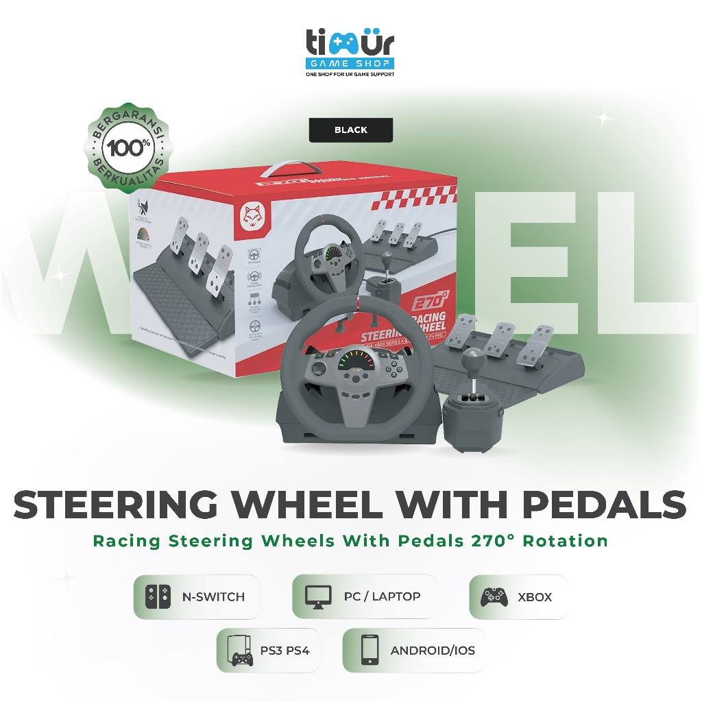 Setir Balap Racing Steering Wheel With Pedals Ultimate V270 Realistic 270° Rotation PS3 PS4 PC Lapto