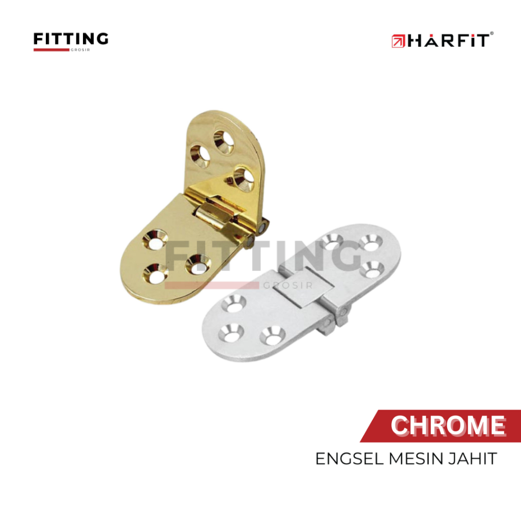HARFIT Engsel Mesin Jahit 180° – Folding Hinge/Engsel Meja Lipat Zinc Alloy - CHROME Finish