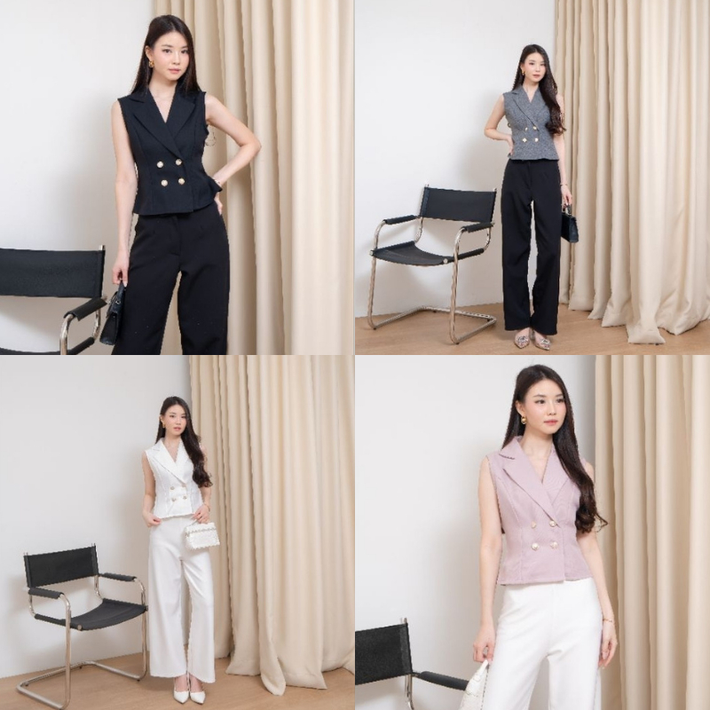 JEFA - KAREN Vest Crop Top Wanita Korean Style