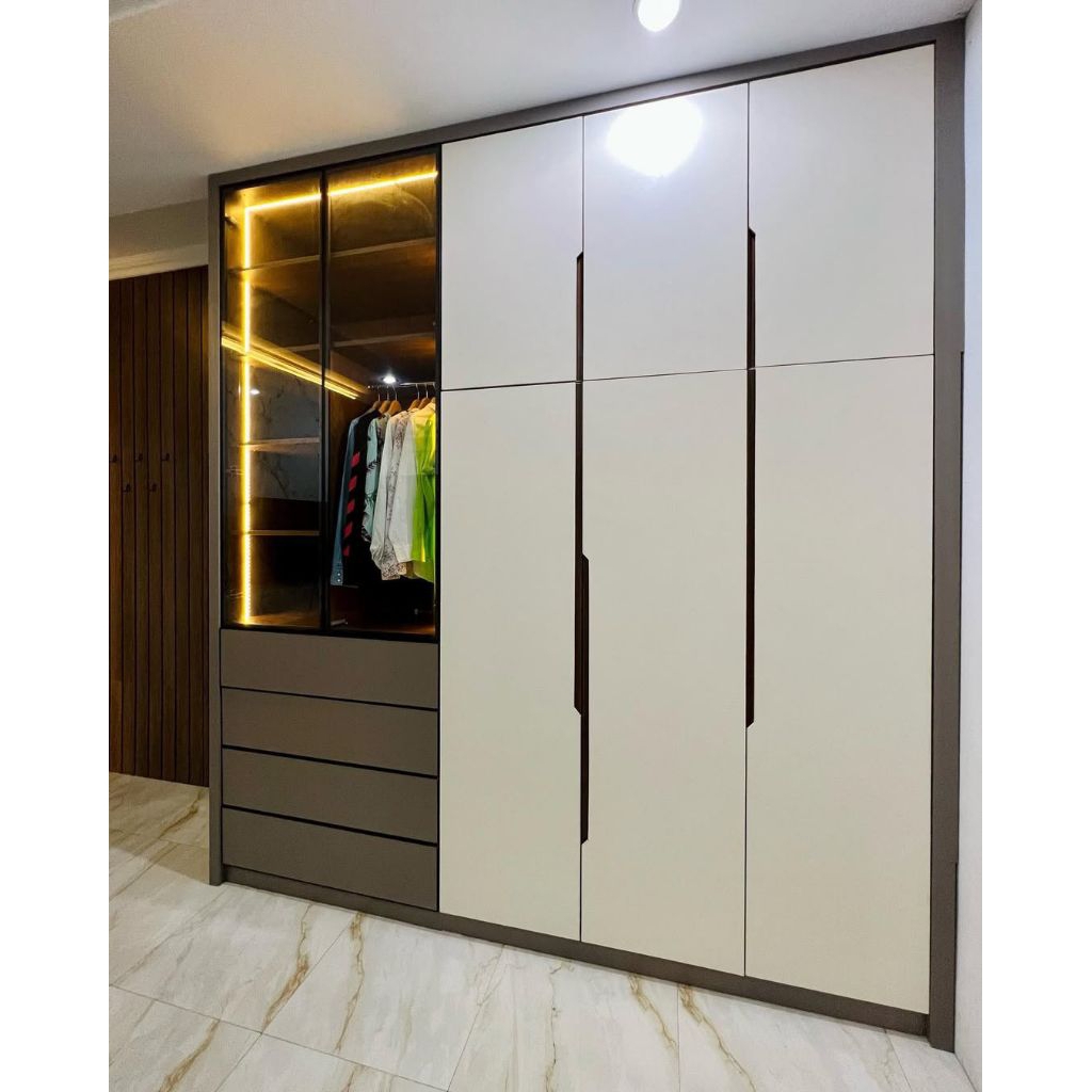 Lemari Pakaian Minimalis 3 Pintu + Laci — Wardrobe (Kediri / Nganjuk / Blitar)