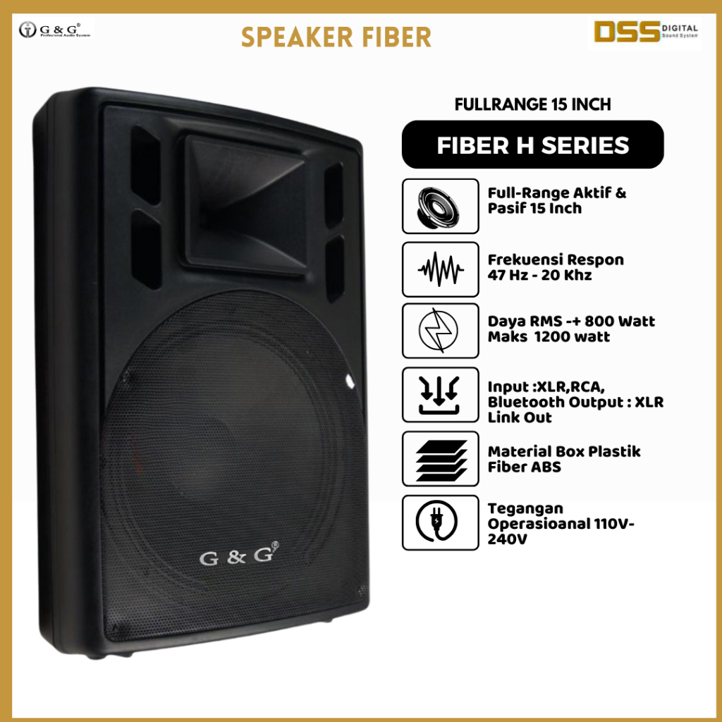 Speaker Bluetooth Super Bass Aktif Pasif GNG 15 Inch H 115 Speaker Monitor Bluetooth USB | DSS