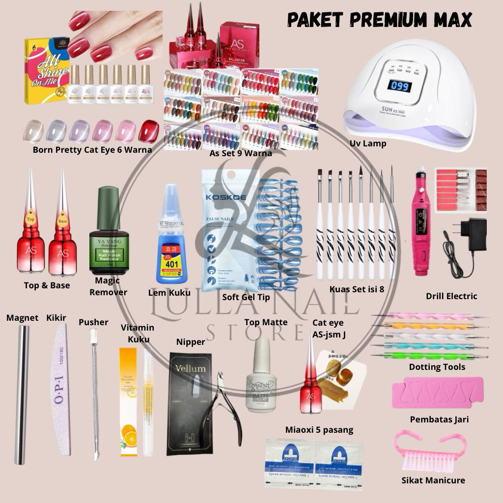 PAKET PREMIUM MAX/ PAKET USAHA NAIL ART/ PAKET LATIHAN NAIL ART