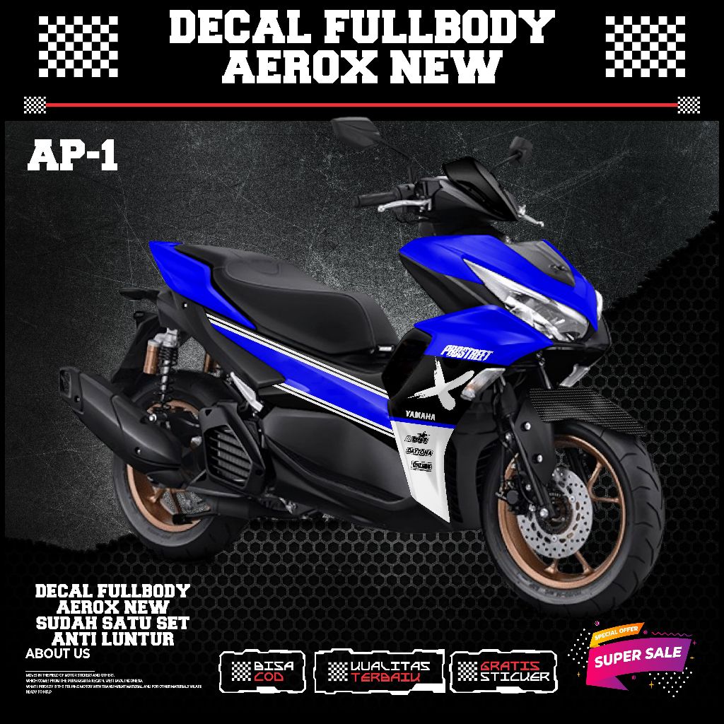 DECAL STICKER AEROX NEW 155 FULLBODY MOTIF RACING KEREN SIMPLE