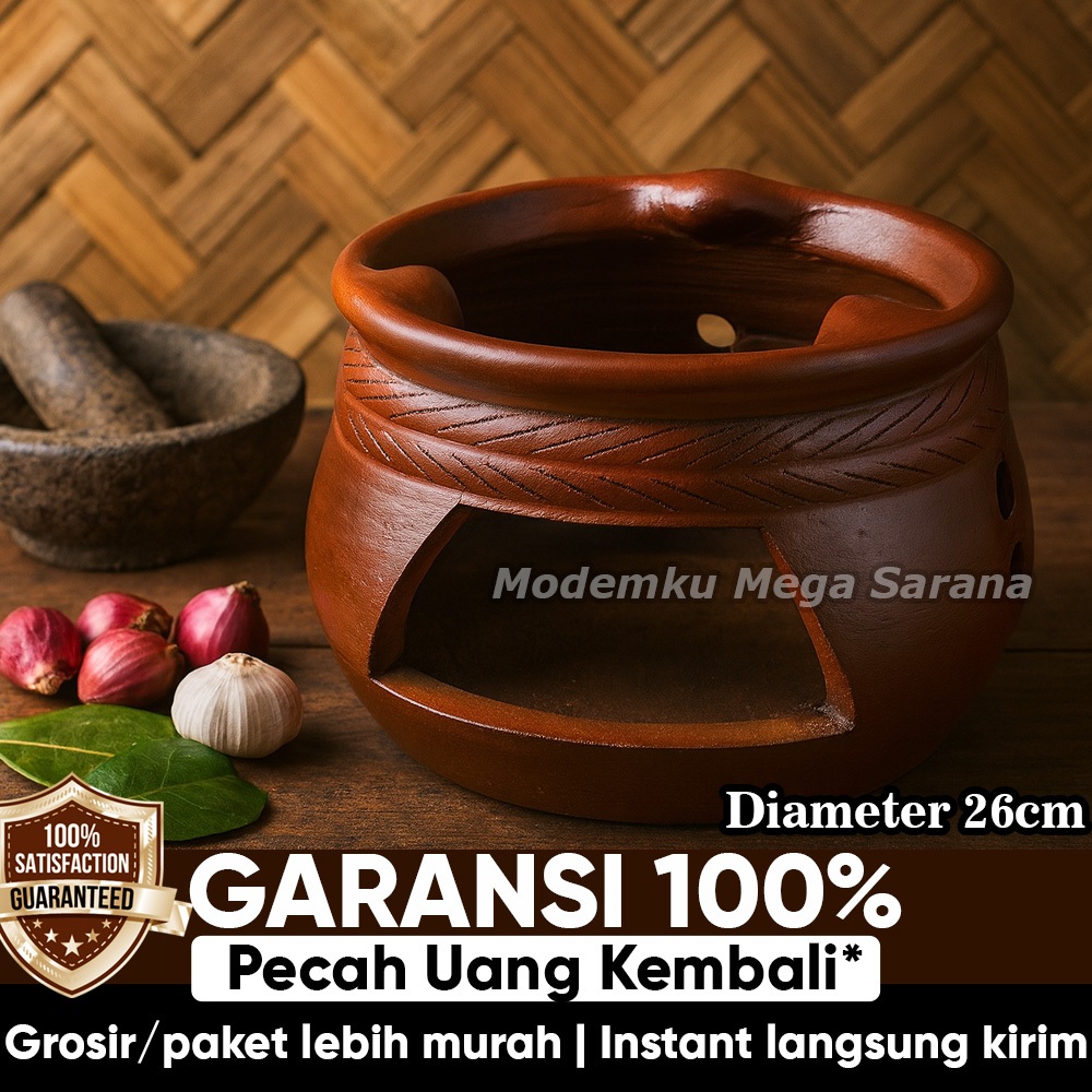 Pawon Gerabah | Tungku Kayu Bakar Jumbo Besar Tanah Liat Gerabah Kren Keren Tradisional - Diameter 2
