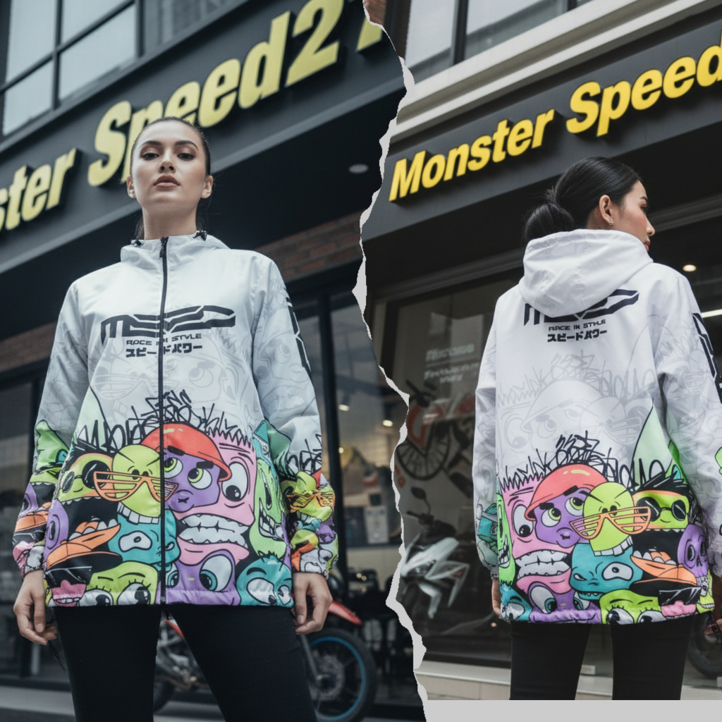 Mspeed27 Jaket Runing Monster Speed Terbaru Bahan Parasut Anti Air
