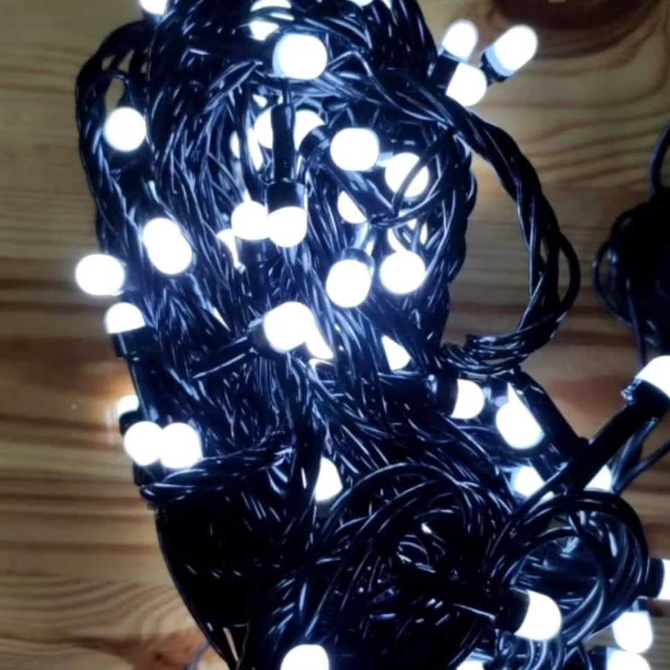 Lampu Natal Kabel hitam 100Led outdoor/Lampu hias pohon Natal 10M outdoor