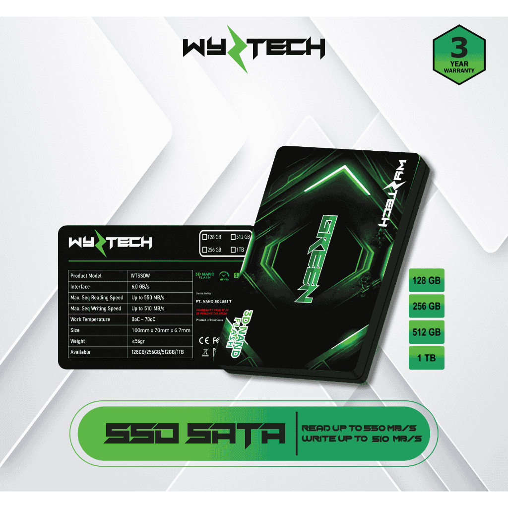 SSD SATA 256GB / SSD 256GB / SSD WYZTECH / SSD 2.5" SATA WYZTECH GREEN 256GB