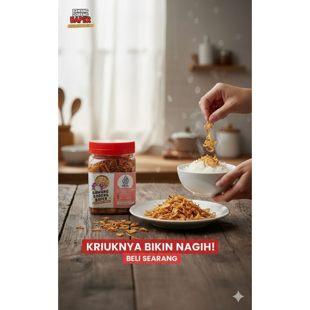 bawang goreng asli brebes, bawang goreng murah , bawang goreng gurih kemasan toples 100gr