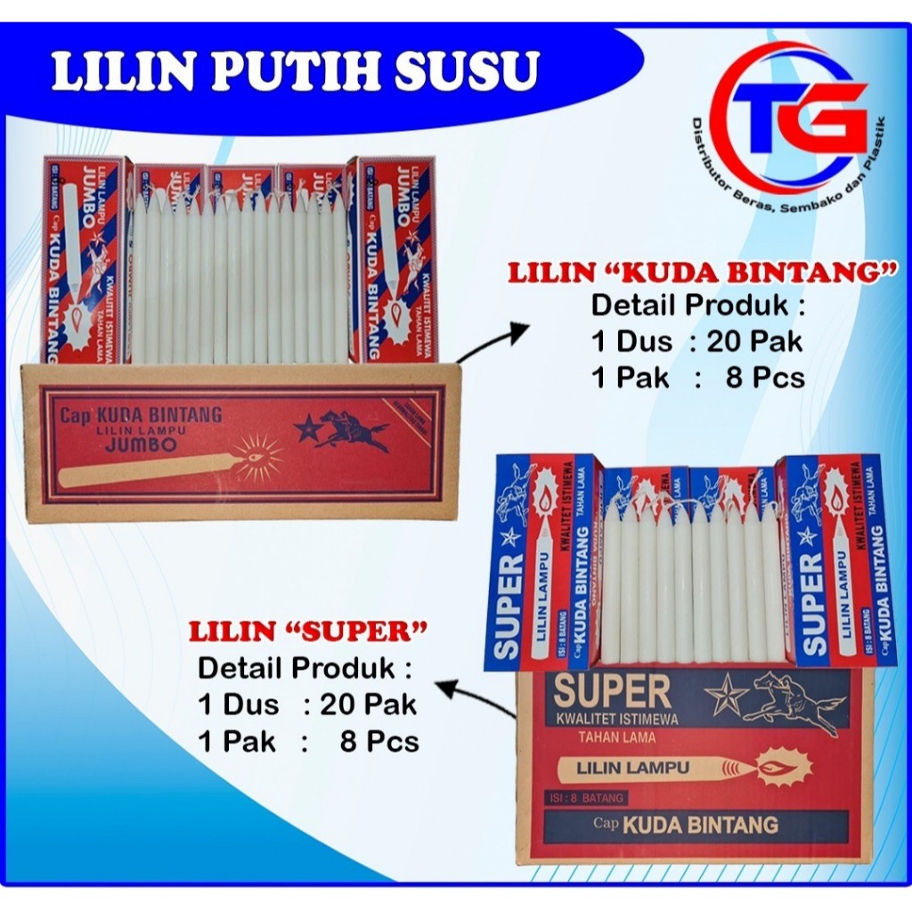 LILIN PUTIH SUSU KUDA BINTANG & LILIN SUPER