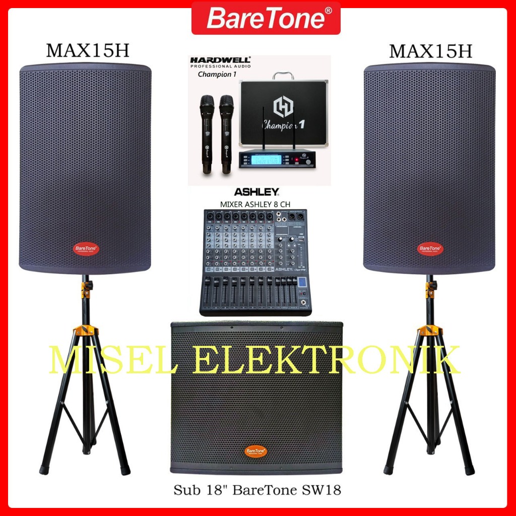 Paket Sound System Speaker Aktif 15 Inch Baretone MAX15H Subwoofer Aktif 18 Inch