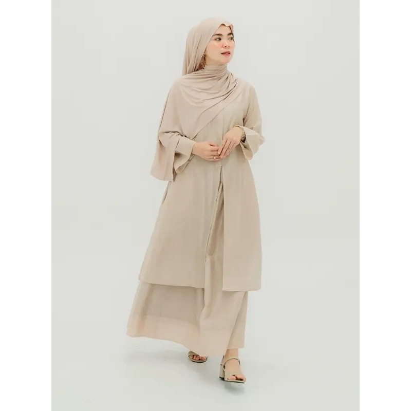 Tunik Kancing Wanita bahan Katun Tencel Lyocell Outer Kondangan OOTD remaja kekinian simple