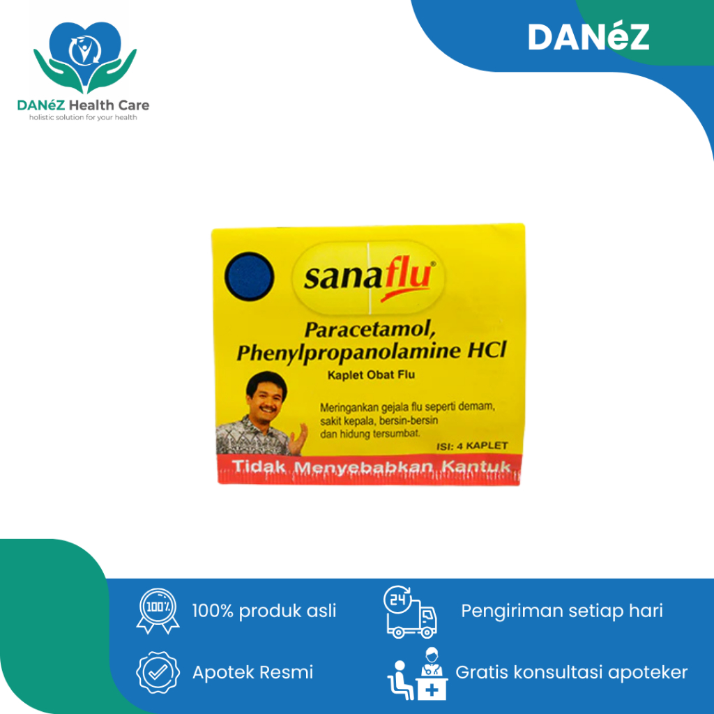 SANAFLU TAB 1 STRIP 4 TAB UNTUK MERINGANKAN GEJALA FLU DAN BATUK