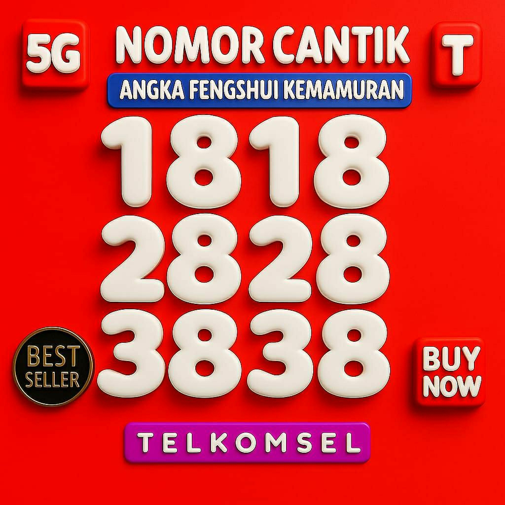 Nomor Cantik Telkomsel 12 Digit Prabayar Seri Fengshui Kemakmuran 1818 2828 3838